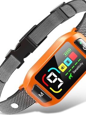 Orange Smart Pet Training Collar - Adjustable Wearable
